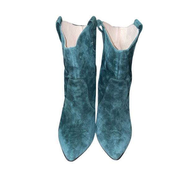 Chinese Laundry Shoes - Chinese Laundry Green Suede Ankle Boots collab Kristin Cavallari whimsigoth 8